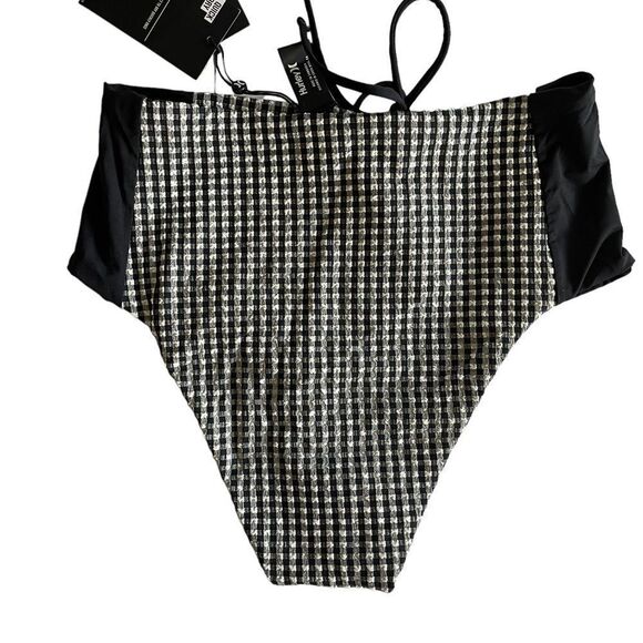 NWT! Hurley Black and White High Waisted Bikini Bottoms Size Medium - Picture 2 of 3